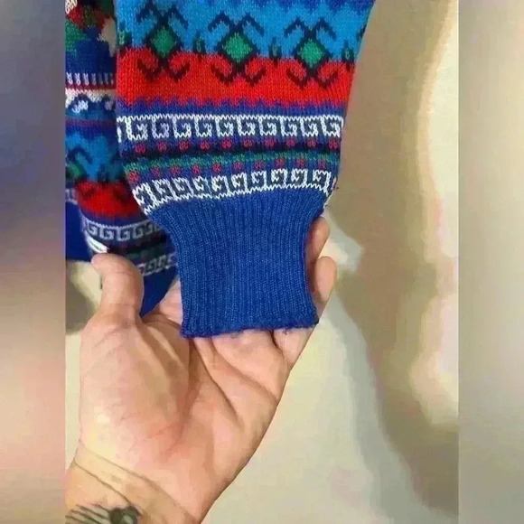 Steffner Vintage Sweater made in Hungary Fair Isle Retro 100% Wool 90's Grandpa - Picture 7 of 9